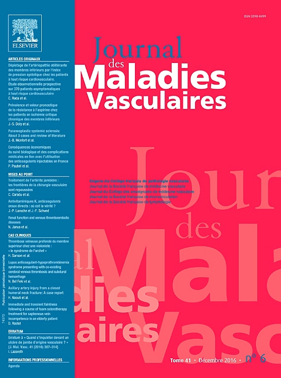 Go to journal home page - Journal des Maladies Vasculaires
